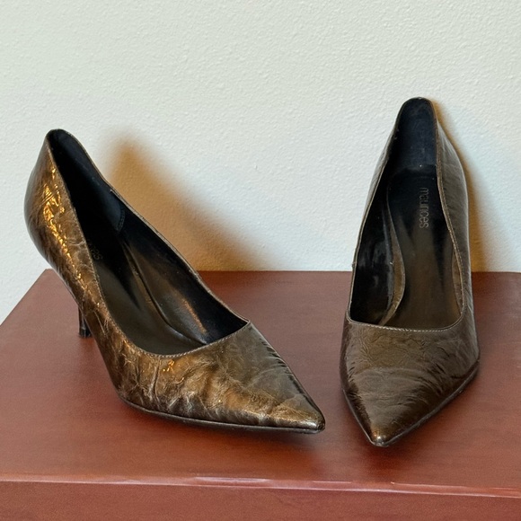 Maurices Shiny Bronze Heels - Picture 1 of 3